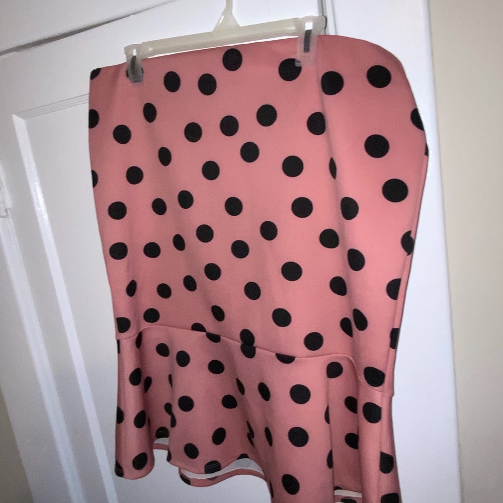 Pink polka dot skirt